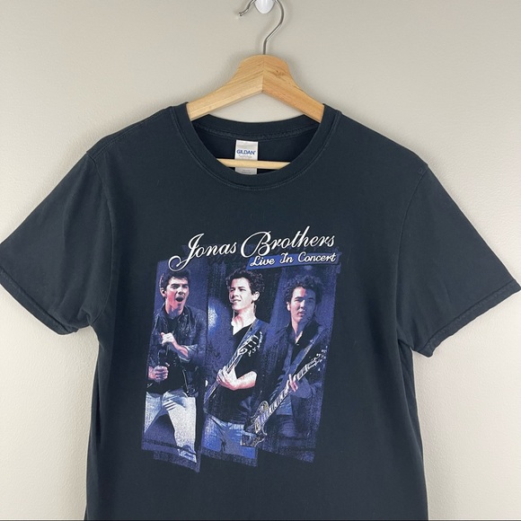JONAS BROTHERS Vintage 2000’s Live In Concert Black Blue Graphic Band Tee - Picture 2 of 7